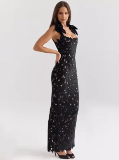 Bodycon Long Dress With Bow Straps Summer Long Party Dress For Women 2026