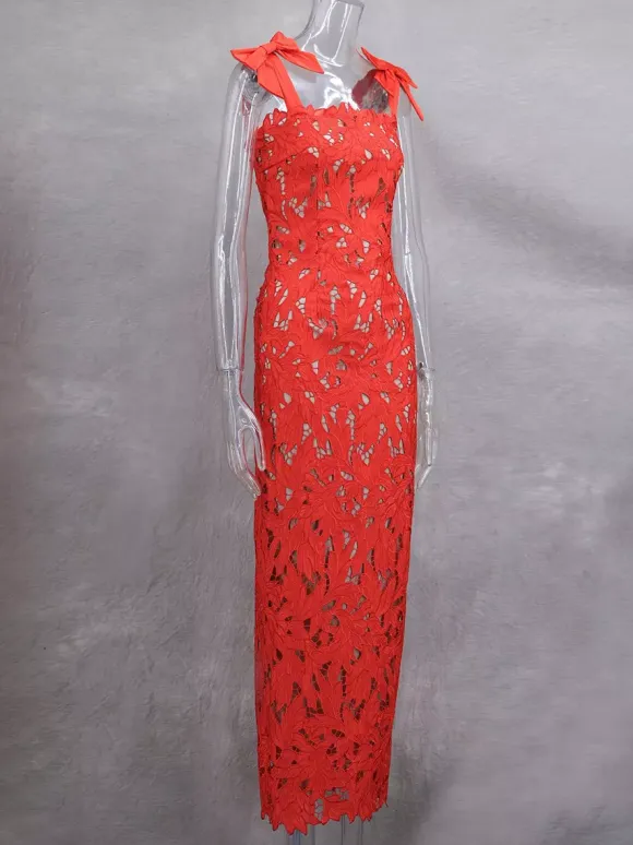 Bodycon Long Dress With Bow Straps Summer Long Party Dress For Women 2026