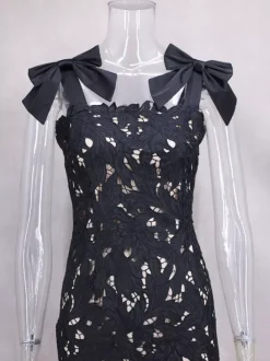 Bodycon Long Dress With Bow Straps Summer Long Party Dress For Women 2026
