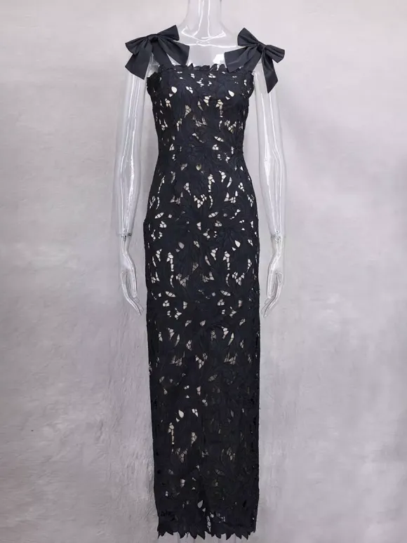Bodycon Long Dress With Bow Straps Summer Long Party Dress For Women 2026
