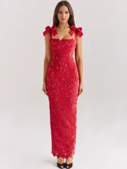 Bodycon Long Dress With Bow Straps Summer Long Party Dress For Women 2026