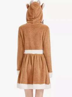 Bodycon Christmas Khaki Dress Polyester Two-Tone Christmas Holidays Costumes