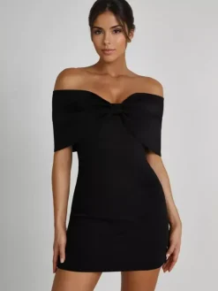 Bodycon Dresses Backless Foldover Party Mini Dresses In Black