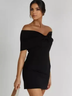 Bodycon Dresses Backless Foldover Party Mini Dresses In Black