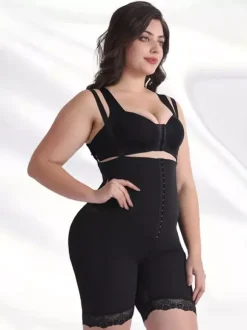 Body Shaper Shapewear Black Front Buttons Abdomen Thickened Sponge Insert Shaping Pants Butt Lifter