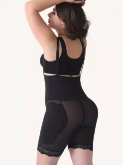 Body Shaper Shapewear Black Front Buttons Abdomen Thickened Sponge Insert Shaping Pants Butt Lifter