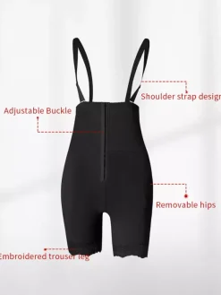 Body Shaper Shapewear Black Front Buttons Abdomen Thickened Sponge Insert Shaping Pants Butt Lifter
