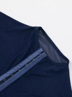 Bodysuit Sleeveless Blue Buttons Stand Collar Top For Women