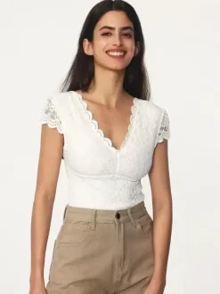 Bodysuit White Lace Tops For Women