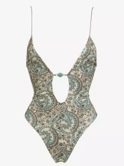 Bohemian Print Cutout One Piece Swimsuit For Summer 2026