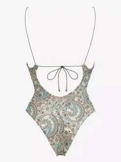 Bohemian Print Cutout One Piece Swimsuit For Summer 2026