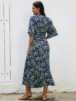 Bohemian Summer Vibes Red Floral Wrap Maxi Dress Lightweight Flirty Great For Beach City Strolls