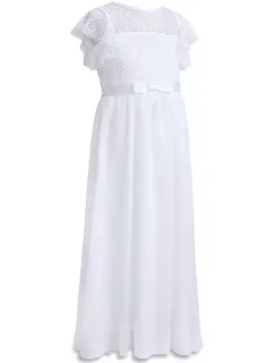 Boho Lace Flower Girl Dresses Jewel Neck Sleeveless Pleated Formal Kids Pageant Dresses