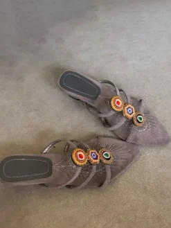 Boho Sandal Slides Women's Open Toe Bead Wedge Heel Slippers