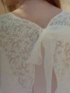 Boho Wedding Dress 2 Piece A-Line Illusion Neckline Short Sleeves Lace Bridal Dresses