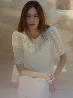 Boho Wedding Dress 2 Piece A-Line Illusion Neckline Short Sleeves Lace Bridal Dresses