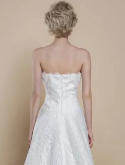 Boho Wedding Dress Lace Lace Princess Silhouette Floor-Length Natural Waist Zipper Sleeveless Strapless Ivory