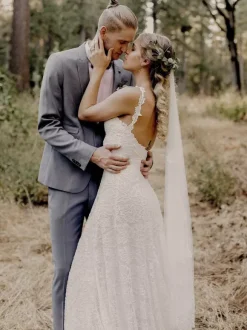 Boho Wedding Dress Lace Lace Mermaid Sweep Natural Waist Backless Sleeveless Jewel Neck Ivory
