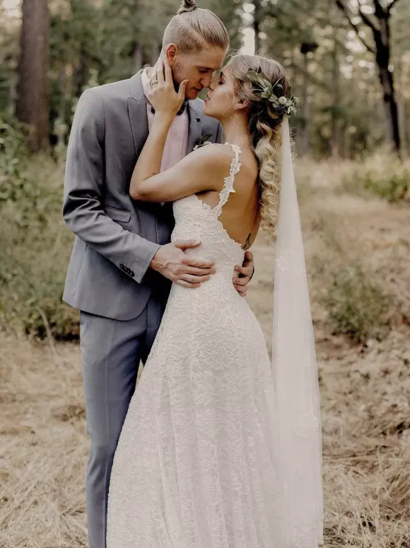 Boho Wedding Dress Lace Lace Mermaid Sweep Natural Waist Backless Sleeveless Jewel Neck Ivory
