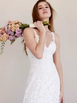 Boho Wedding Dress Lace Lace Mermaid Sweep Natural Waist Backless Sleeveless Jewel Neck Ivory