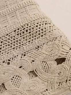 Boho Cotton Rope Crochet Bucket Tote Bag Hollow Woven Shoulder Bag Summer Beach Vacation Handbag
