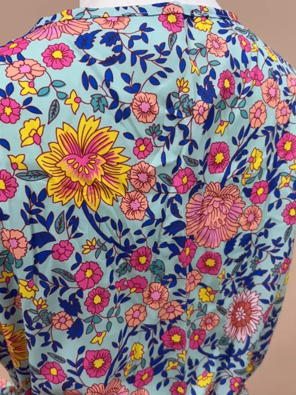 Boho Floral Wrap Maxi Dress - Blue V Neck High Split Long Dress - Summer Beach Vacation 2026