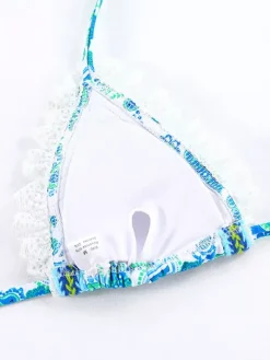 Boho Printed Lace Ruffled String Bikini 2-piece Swimsuit For Summer 2026