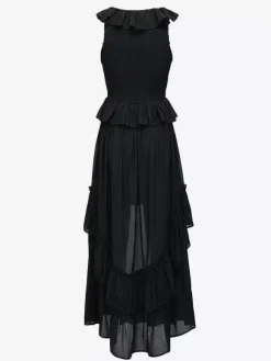 Boho Ruffle High-Low Sundress For Women - Smocked V-Neck Sleeveless Tiered Flowy Midi Dress - Summer Beach Vacation 2026