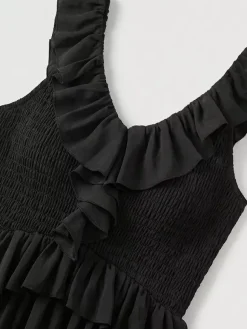 Boho Ruffle High-Low Sundress For Women - Smocked V-Neck Sleeveless Tiered Flowy Midi Dress - Summer Beach Vacation 2026