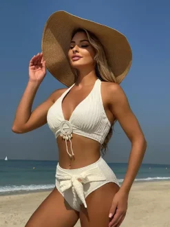 Boho Solid Color 2-Piece Swimsuit For Summer 2026