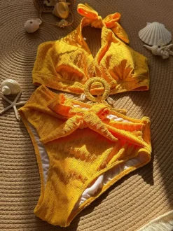 Boho Solid Color 2-Piece Swimsuit For Summer 2026