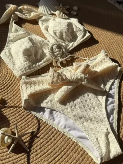 Boho Solid Color 2-Piece Swimsuit For Summer 2026