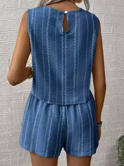 Boho Stripe Women 2 Piece Set - Sleeveless Tank & Casual Shorts Co-ord - Summer Beach Vacation 2026