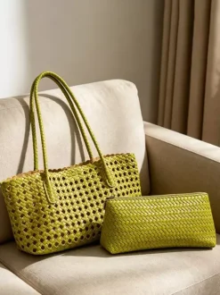 Boho Summer Beach Hollow Out Woven Straw Large Tote Shoulder Bag