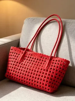 Boho Summer Beach Hollow Out Woven Straw Large Tote Shoulder Bag