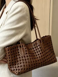 Boho Summer Beach Hollow Out Woven Straw Large Tote Shoulder Bag