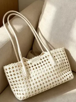 Boho Summer Beach Hollow Out Woven Straw Large Tote Shoulder Bag