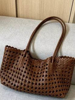 Boho Summer Beach Hollow Out Woven Straw Large Tote Shoulder Bag