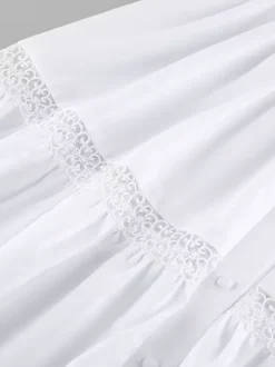 Boho Tiered Maxi Dress For Women - White Lace Patchwork Square Neck Chic Sundress - Summer Beach Vacation 2026