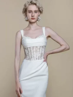 Boho Wedding Dress Lace Lace Ball Gown With Train Natural Waist Zipper Sleeveless Bateau Neck Ivory