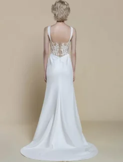 Boho Wedding Dress Lace Lace Ball Gown With Train Natural Waist Zipper Sleeveless Bateau Neck Ivory