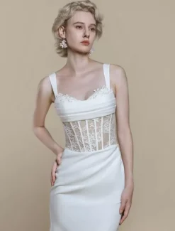 Boho Wedding Dress Lace Lace Ball Gown With Train Natural Waist Zipper Sleeveless Bateau Neck Ivory