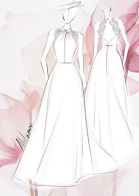 Boho Wedding Dress Polyester Applique Ball Gown With Train Natural Waist Backless Sleeveless Designed Neckline Ivory