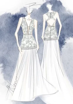 Boho Wedding Dress Polyester Cut Out Mermaid With Train Natural Waist Backless Sleeveless V-Neck Ivory