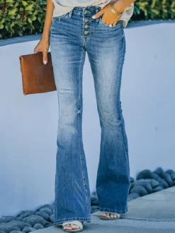Bootcut Jeans for Women Buttons High Rise Cotton Flare Bottom 2026