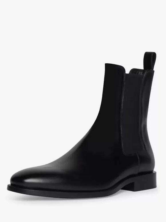 Boots For Men Fabulous Embroidered Artwork Cowhide Square Toe Chelsea Boots