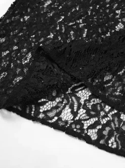 Bottom Sheer Black Cut Out Lace Raised Waist Skirt