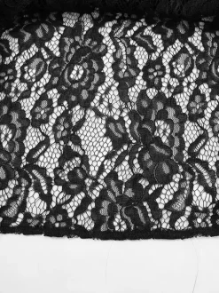 Bottom Sheer Black Cut Out Lace Raised Waist Skirt