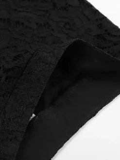 Bottom Sheer Black Cut Out Lace Raised Waist Skirt