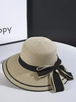 Bow Straw Hat For Women Summer Seaside Sun Hat 2026